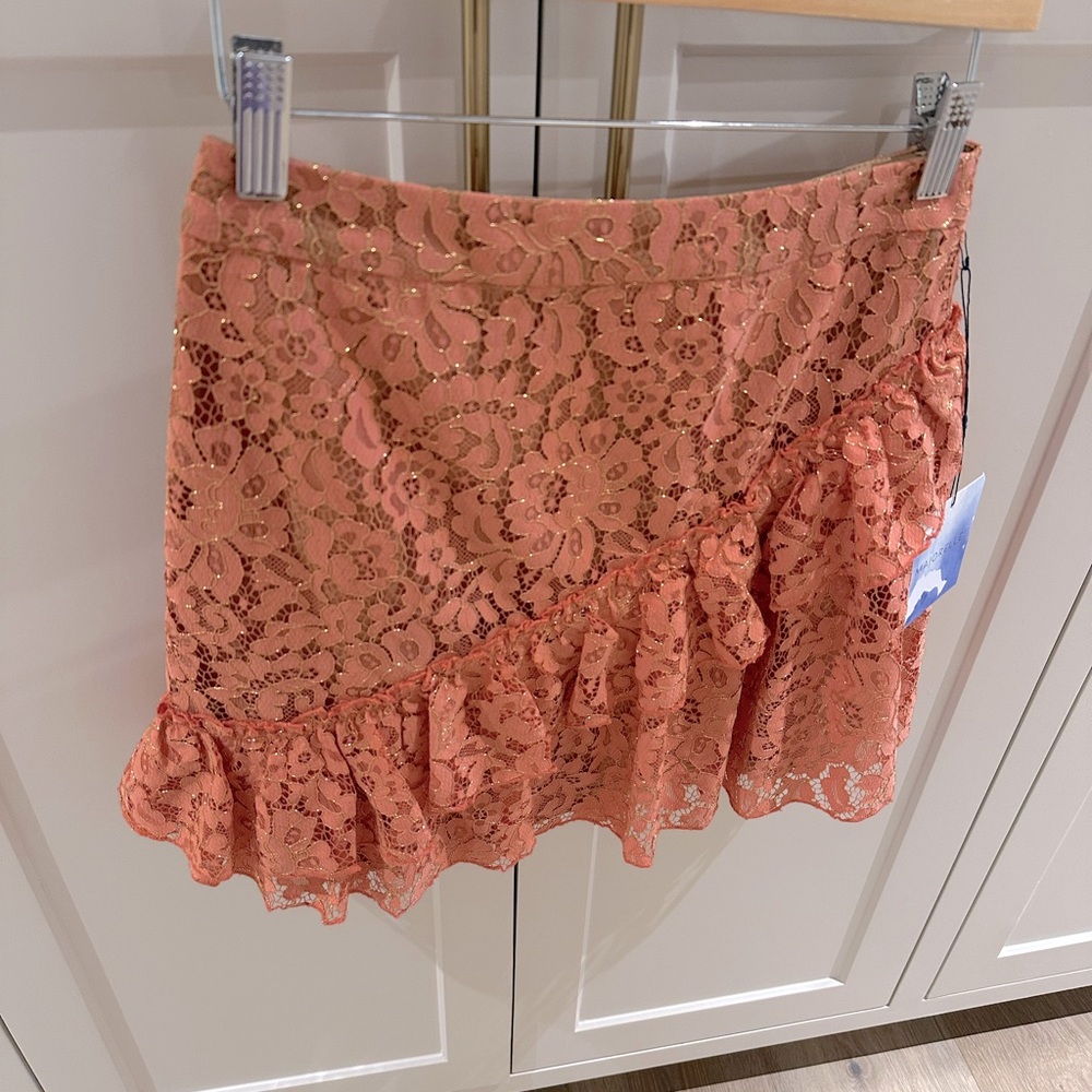 NWT ✨ Majorelle coral floral Lace Odeza Ruffle Skirt size small - Picture 2 of 10